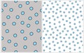 Cute Pastel Color Blue Dots Seamless Vector Patterns. Simple Dotted Print.