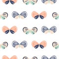 Cute pastel color butterfly cartoon baby seamless vector pattern.