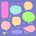 Cute pastel color speech bubble tags, text boxes cartoon design,vector illustration. Badge chat frame flat style for promotion or Royalty Free Stock Photo