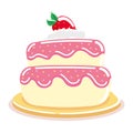 Cute pastel colored strawberry birthday cake