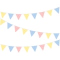 Cute pastel colored triangle party bunting. Baby and kids party decoration.