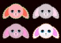 Cute pastel colors pink and grey rabbits