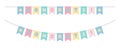 Cute pastel congrats bunting set. Bright colorful flags on rope.