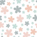 Cute pastel floral pattern, seamless vector repeat Royalty Free Stock Photo