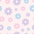 Cute pastel floral vector pattern, seamless repeat pattern design with simple geometric flowers Royalty Free Stock Photo