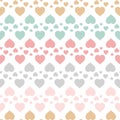 Cute pastel hearts seamless pattern on white background