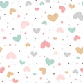 Cute pastel hearts seamless pattern on white background