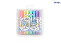 Cute pastel highlighters with adorable cartoon characters in clear packaging Royalty Free Stock Photo