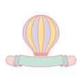 Cute pastel hot air balloon banner vector