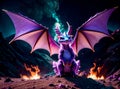 Cute pastel purple baby dragon created with Generative AI