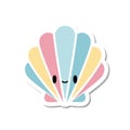 Cute Pastel Rainbow Seashell Sticker with Happy Face Royalty Free Stock Photo