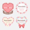 Cute pastel romantic wedding heart shape label