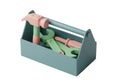 Cute pastel toolbox filled with toy tools for creative projects and learning Royalty Free Stock Photo