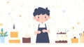 A Cute Pastry Chef with Cakes Royalty Free Stock Photo