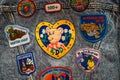 Cute patches and badges on the back of Denim Jacket