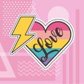 Cute patches love heart thunderbolt badge fashion