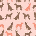 Cute pattern with dogs. Vector illustration with funny puppies. Background for fabric, textile design, wrapping paper or wallpaper