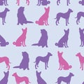 Cute pattern with dogs. Vector illustration with funny puppies. Background for fabric, textile design, wrapping paper or wallpaper