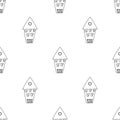 Cute pattern with doodle houses for kids print, fabric, postcards in line art. Royalty Free Stock Photo