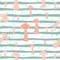 Cute Pattern with funky arrows and stripes on white background with tiny dots. Hand Drawn Design. Great for wall art design, gift