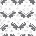 Cute pattern in grey. Motives are scattered randomly.