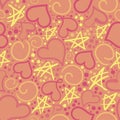 Cute pattern of hearts and asterisks Royalty Free Stock Photo