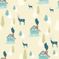 Home for the Holidays Seamless Repeat Pattern Vector Print