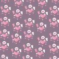 cute pattern with love heart arrows and flowers