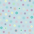 Cute pattern in small flower. Small colored flowers. Light blue background. Ditsy floral background. The elegant the template for