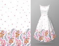 Cute pattern in small flowers and herbs. Seamless vertical background. An example of the pattern of the dress mock up
