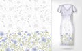 Cute pattern in small simple flowers. Seamless background and seamless border on different file layers. An example of