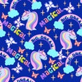 Cute pattern with unicorn, rainbow and stars Royalty Free Stock Photo