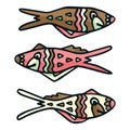 Cute patterned brown fish vector illustration. Decorative nautical life clipart