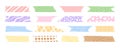 Cute patterned washi tape strips, colorful decorative scotch tapes. Pastel Washi Tapes set. Scrapbooking elements