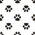 Cute paw seamless pattern, cat feet steps, pet design. Texture for wallpapers, fabric, wrap, web page backgrounds, vector Royalty Free Stock Photo