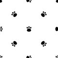 Cute paw seamless pattern, cat feet steps, pet design. Texture for wallpapers, fabric, wrap, web page backgrounds, vector Royalty Free Stock Photo