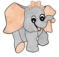 Cute Peach Baby Watercolor Eelephant