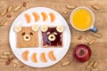Cute peanut butter and jelly sandwiches for a kid Royalty Free Stock Photo