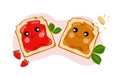 Cute peanut butter and jelly sandwiches. Vector illustration