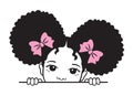 Cute Peekaboo Girl with Afro Puff Hair