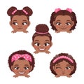 Cute Peekaboo Little Black Girls or American African Kids Peeking Girls Collection and Different Hairstyle Vector
