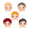 Cute Peekaboo Little Boys or Kids Peeking Boys Collection and Different Hairstyle Vector