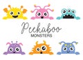 Cute Peekaboo Monsters Vector Illustration Royalty Free Stock Photo