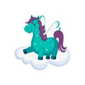 Cute Pegasus on a Cloud. Vector Illustration Royalty Free Stock Photo