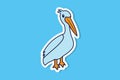 Cute Pelican bird cartoon sticker style vector illustration. Animal nature icon concept. Royalty Free Stock Photo
