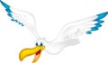 Cute pelican cartoon flying