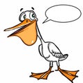 Cute pelican cartoon illustration drawing white background Royalty Free Stock Photo