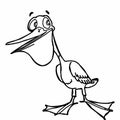 Cute pelican cartoon illustration drawing white background Royalty Free Stock Photo