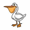 Cute pelican cartoon illustration drawing white background Royalty Free Stock Photo