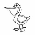 Cute pelican cartoon illustration drawing white background Royalty Free Stock Photo